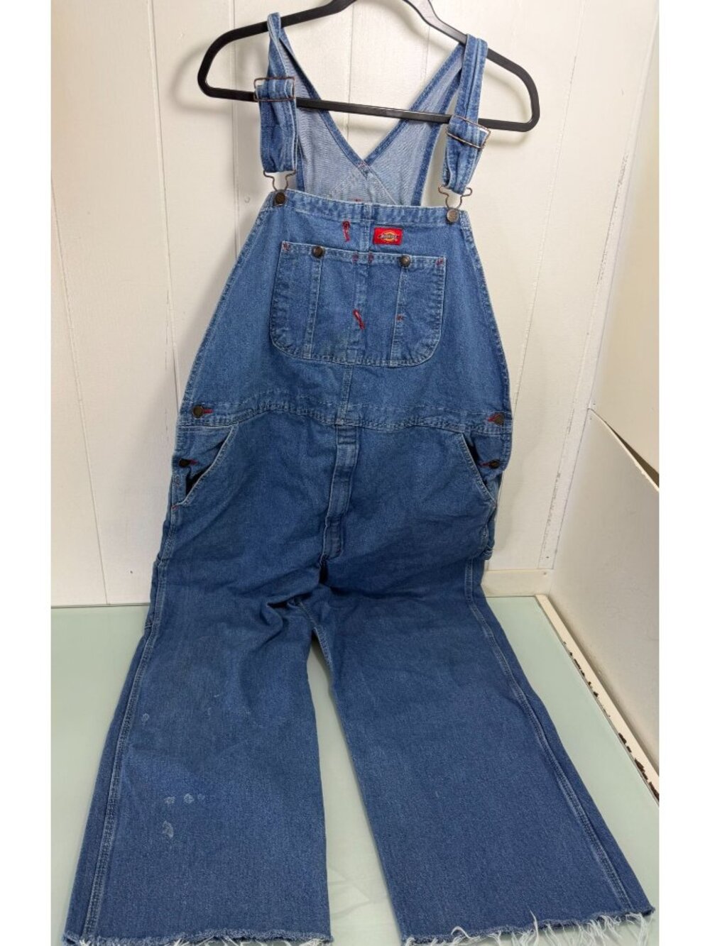 Dickies Bib Overalls Mens 40X27 Distressed Workwear Carpenter Utility Dungaree
